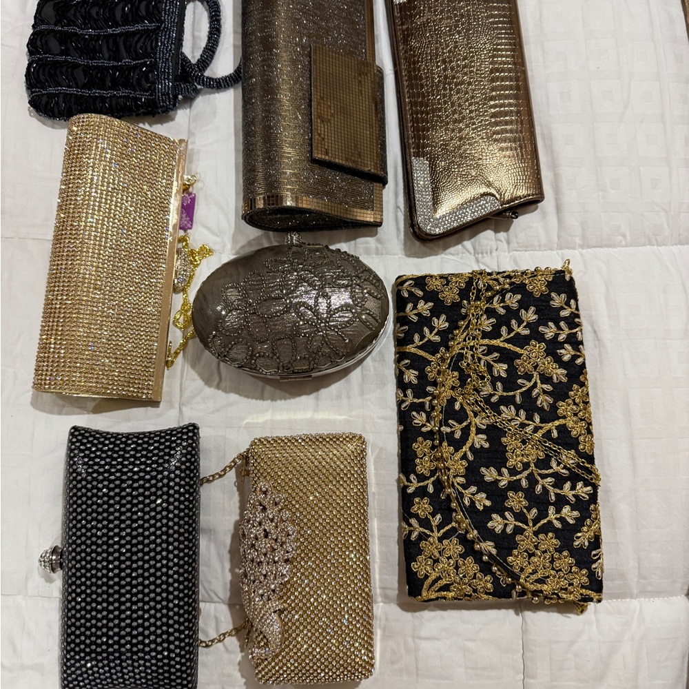 Glamorous Gold and Black Evening Clutch Collection